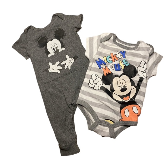 disney baby mickey mouse sleeper and bodysuit set 3-6 months - Picture 2 of 5